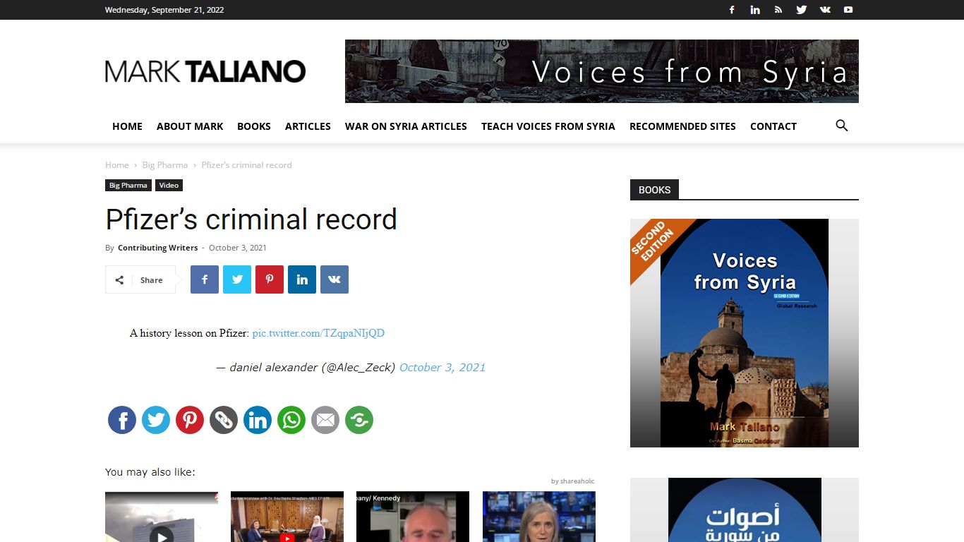 Pfizer's criminal record - Mark Taliano